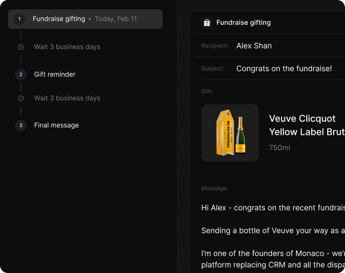 Execute sequences - Automated outreach workflow with gift messaging