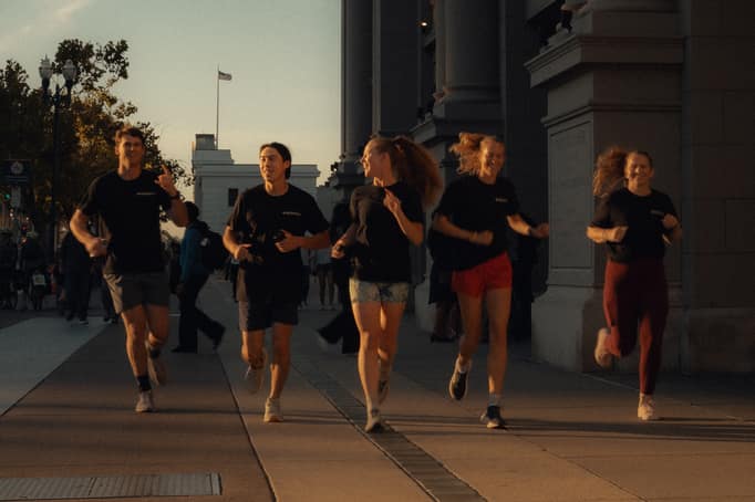 The team on a morning run